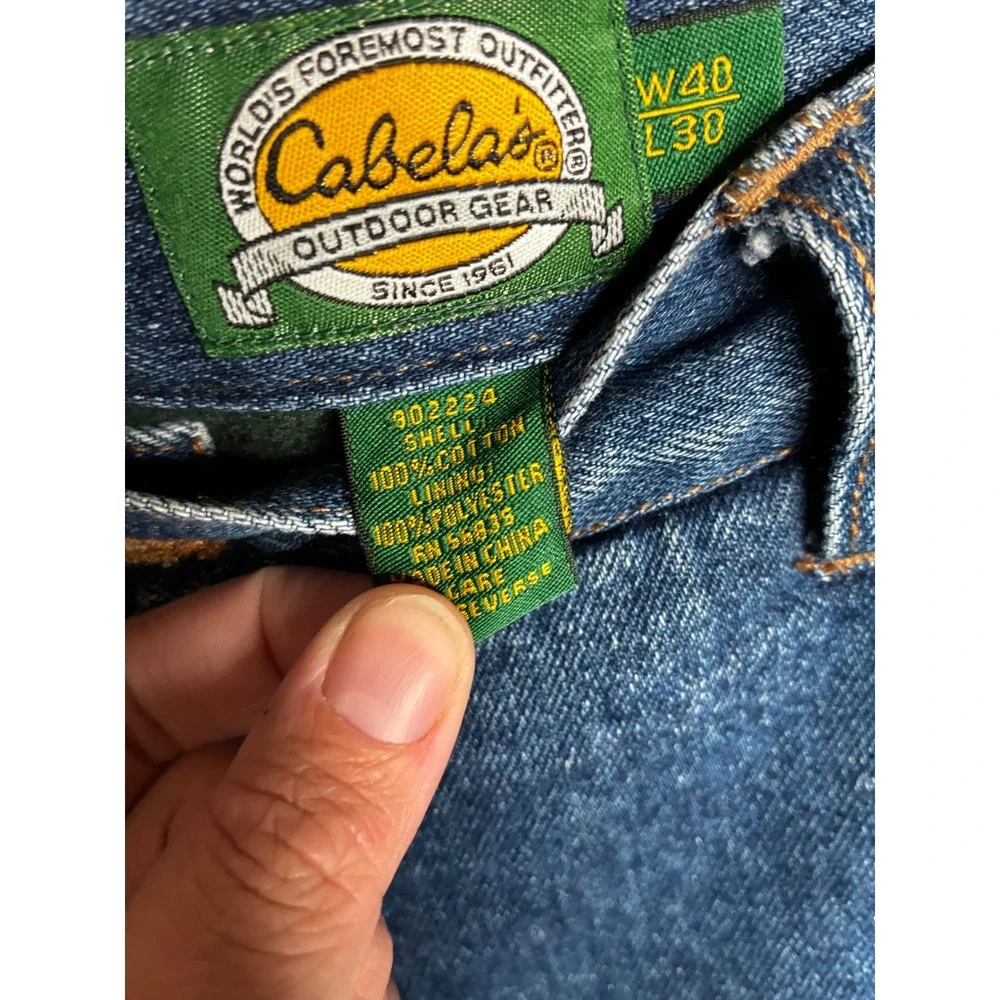 Cabelas‎ Fleece Lined Jeans Mens 40x30 Blue Denim Insulated Outdoor Pants 40x29